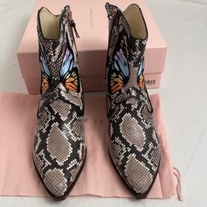 Sophia Webster Shelby black multicolor western leather snakeskin butterfly boots